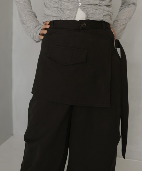 RL pocket belt ラップスカート　lloomm rroomm ラップスカート付きタックワイドパンツ（その他パンツ）｜hellam（へ