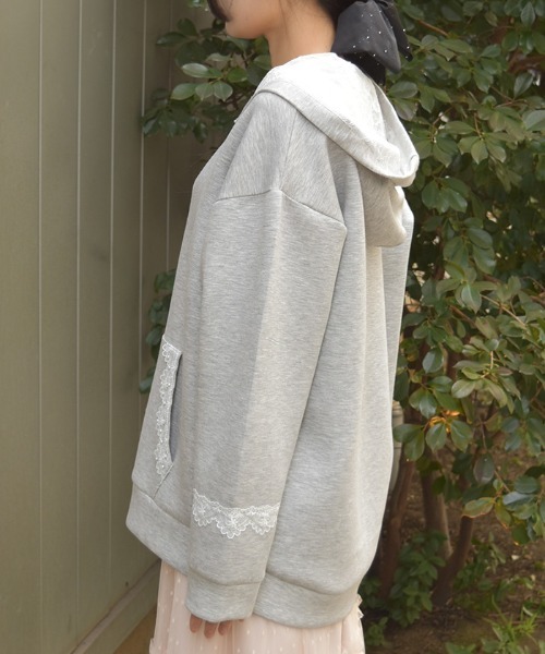 axes femme（アクシーズファム）の「ＵＶカットロングパーカー（カーディガン/ボレロ・レディース・キナリ/杢グレー/ブラック・FREE）」の5枚目の写真