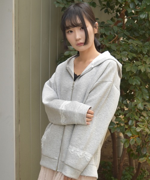 axes femme（アクシーズファム）の「ＵＶカットロングパーカー（カーディガン/ボレロ・レディース・キナリ/杢グレー/ブラック・FREE）」の7枚目の写真