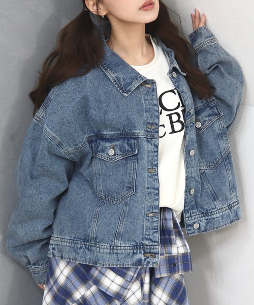 CECIL McBEE（セシルマクビー）の「10.0ozデニムオーバーシルエットGジャン（デニムジャケット・レディース・サックスブルー/ブルー・MEDIUM/LARGE）」の2枚目の写真