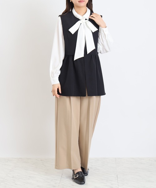 TRUDEA（トルディア）の「ノーカラー　ジレ　ジャケット（ノーカラージャケット・レディース・ブラック/チャコールグレー/ネイビー・MEDIUM/LARGE）」の7枚目の写真