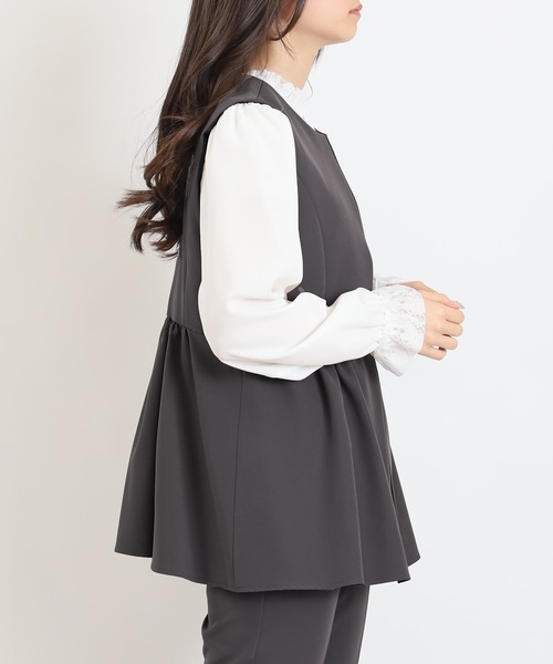 TRUDEA（トルディア）の「ノーカラー　ジレ　ジャケット（ノーカラージャケット・レディース・ブラック/チャコールグレー/ネイビー・MEDIUM/LARGE）」の9枚目の写真