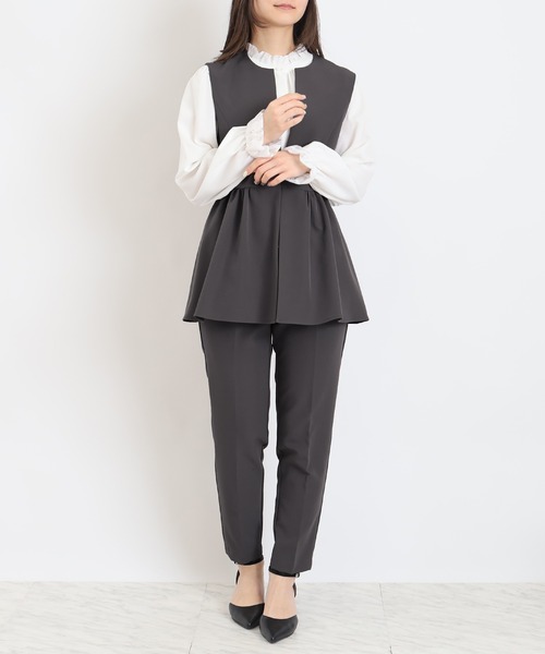 TRUDEA（トルディア）の「ノーカラー　ジレ　ジャケット（ノーカラージャケット・レディース・ブラック/チャコールグレー/ネイビー・MEDIUM/LARGE）」の11枚目の写真