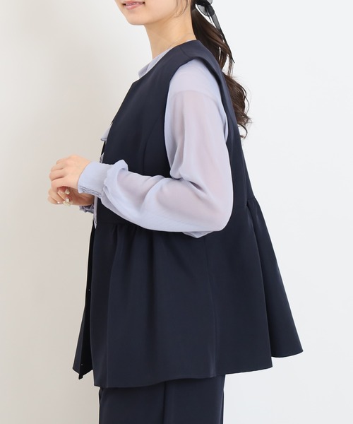 TRUDEA（トルディア）の「ノーカラー　ジレ　ジャケット（ノーカラージャケット・レディース・ブラック/チャコールグレー/ネイビー・MEDIUM/LARGE）」の13枚目の写真