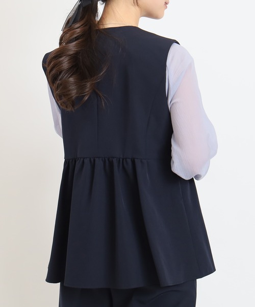 TRUDEA（トルディア）の「ノーカラー　ジレ　ジャケット（ノーカラージャケット・レディース・ブラック/チャコールグレー/ネイビー・MEDIUM/LARGE）」の14枚目の写真