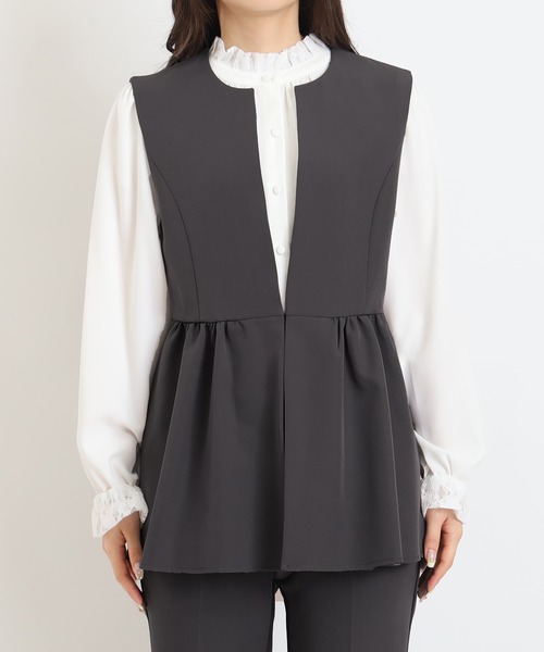 TRUDEA（トルディア）の「ノーカラー　ジレ　ジャケット（ノーカラージャケット・レディース・ブラック/チャコールグレー/ネイビー・MEDIUM/LARGE）」の22枚目の写真