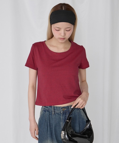 Unblend（アンブレンド）の「【Unblend】Uネック コンパクトアソート半袖Tシャツ（Tシャツ/カットソー・レディース・レッド/杢グレー/ネイビー/チャコール/アイボリー/ブラック・FREE）」の6枚目の写真