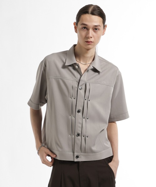 HARE（ハレ）の「【SET UP対応】メタルパーツトラッカーシャツブルゾン(HARE)（シャツ/ブラウス・メンズ・グレー/ブラック/パープル/ストライプ・SMALL/MEDIUM）」の2枚目の写真