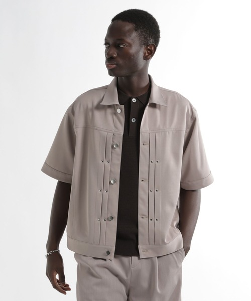 HARE（ハレ）の「【SET UP対応】メタルパーツトラッカーシャツブルゾン(HARE)（シャツ/ブラウス・メンズ・グレー/ブラック/パープル/ストライプ・SMALL/MEDIUM）」の18枚目の写真