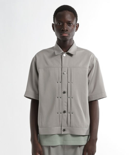 HARE（ハレ）の「【SET UP対応】メタルパーツトラッカーシャツブルゾン(HARE)（シャツ/ブラウス・メンズ・グレー/ブラック/パープル/ストライプ・SMALL/MEDIUM）」の19枚目の写真