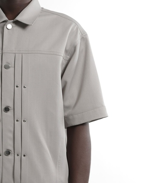 HARE（ハレ）の「【SET UP対応】メタルパーツトラッカーシャツブルゾン(HARE)（シャツ/ブラウス・メンズ・グレー/ブラック/パープル/ストライプ・SMALL/MEDIUM）」の12枚目の写真