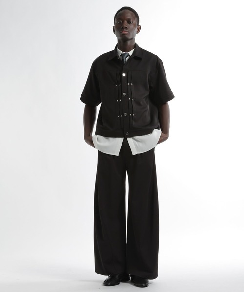 HARE（ハレ）の「【SET UP対応】メタルパーツトラッカーシャツブルゾン(HARE)（シャツ/ブラウス・メンズ・グレー/ブラック/パープル/ストライプ・SMALL/MEDIUM）」の6枚目の写真