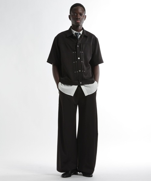 HARE（ハレ）の「【SET UP対応】メタルパーツトラッカーシャツブルゾン(HARE)（シャツ/ブラウス・メンズ・グレー/ブラック/パープル/ストライプ・SMALL/MEDIUM）」の7枚目の写真