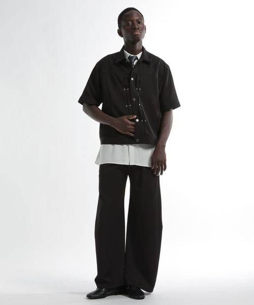 HARE（ハレ）の「【SET UP対応】メタルパーツトラッカーシャツブルゾン(HARE)（シャツ/ブラウス・メンズ・グレー/ブラック/パープル/ストライプ・SMALL/MEDIUM）」の8枚目の写真