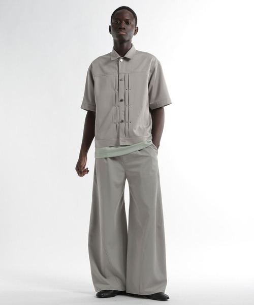 HARE（ハレ）の「【SET UP対応】メタルパーツトラッカーシャツブルゾン(HARE)（シャツ/ブラウス・メンズ・グレー/ブラック/パープル/ストライプ・SMALL/MEDIUM）」の5枚目の写真