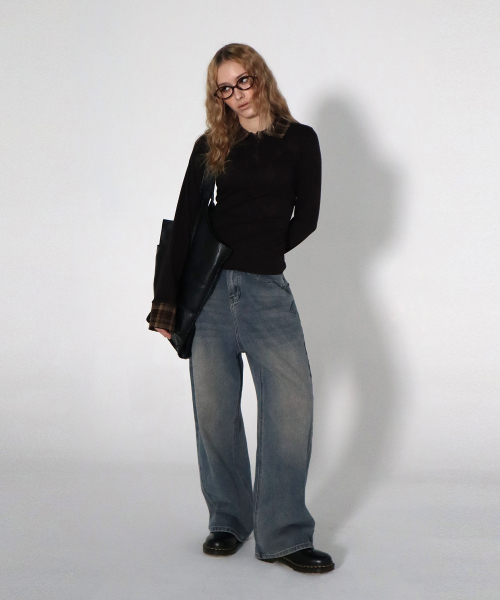 CHICKS(チックス)の「チェックポイントスリムカラー長袖ブラウン(Tシャツ/カットソー・レディース・ブラウン・ONE SIZE)」の4枚目の写真