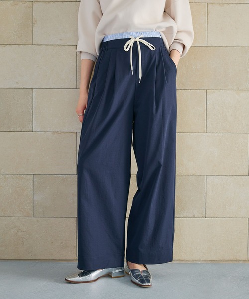 CROSS FUNCTION(クロスファンクション)の「《UV/吸水速乾》エブ楽 ダブルウエストイージーワイドパンツ【CROSS FUNCTION/クロスファンクション】(その他パンツ・レディース・チャコールグレー/ネイビー・M/L/LL)」の1枚目の写真