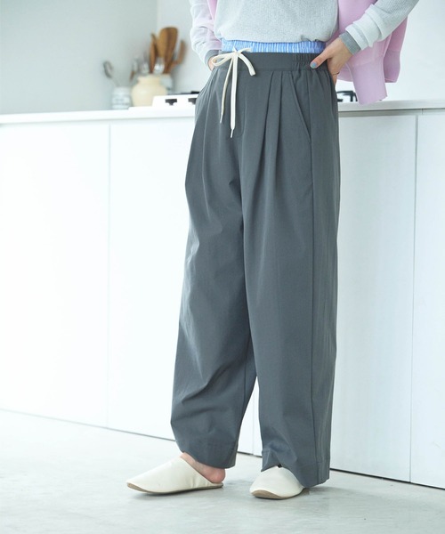 CROSS FUNCTION(クロスファンクション)の「《UV/吸水速乾》エブ楽 ダブルウエストイージーワイドパンツ【CROSS FUNCTION/クロスファンクション】(その他パンツ・レディース・チャコールグレー/ネイビー・M/L/LL)」の16枚目の写真