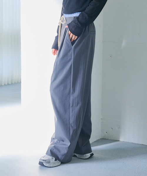 CROSS FUNCTION(クロスファンクション)の「《UV/吸水速乾》エブ楽 ダブルウエストイージーワイドパンツ【CROSS FUNCTION/クロスファンクション】(その他パンツ・レディース・チャコールグレー/ネイビー・M/L/LL)」の14枚目の写真