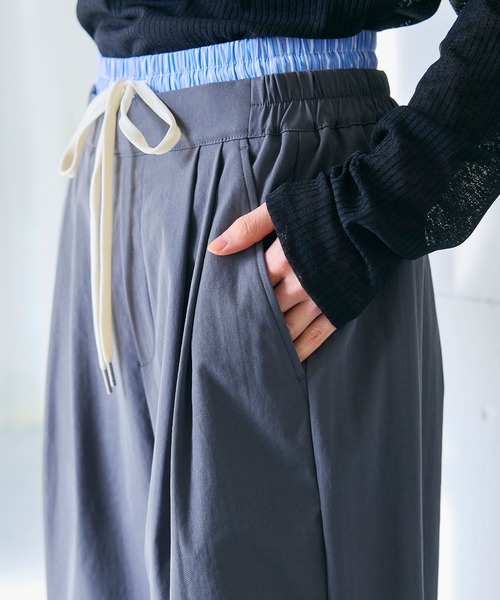 CROSS FUNCTION(クロスファンクション)の「《UV/吸水速乾》エブ楽 ダブルウエストイージーワイドパンツ【CROSS FUNCTION/クロスファンクション】(その他パンツ・レディース・チャコールグレー/ネイビー・M/L/LL)」の5枚目の写真