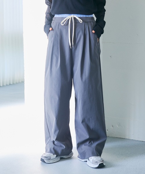 CROSS FUNCTION(クロスファンクション)の「《UV/吸水速乾》エブ楽 ダブルウエストイージーワイドパンツ【CROSS FUNCTION/クロスファンクション】(その他パンツ・レディース・チャコールグレー/ネイビー・M/L/LL)」の11枚目の写真