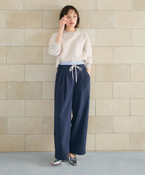 CROSS FUNCTION(クロスファンクション)の「《UV/吸水速乾》エブ楽 ダブルウエストイージーワイドパンツ【CROSS FUNCTION/クロスファンクション】(その他パンツ・レディース・チャコールグレー/ネイビー・M/L/LL)」の3枚目の写真