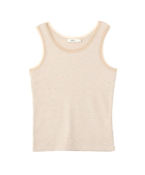 earth music&ecology（アースミュージックアンドエコロジー）の「エッジチュールラメテレコタンクトップ（タンクトップ・レディース・アイボリー/ベージュ/グレー/ブラック・S/M）」の4枚目の写真