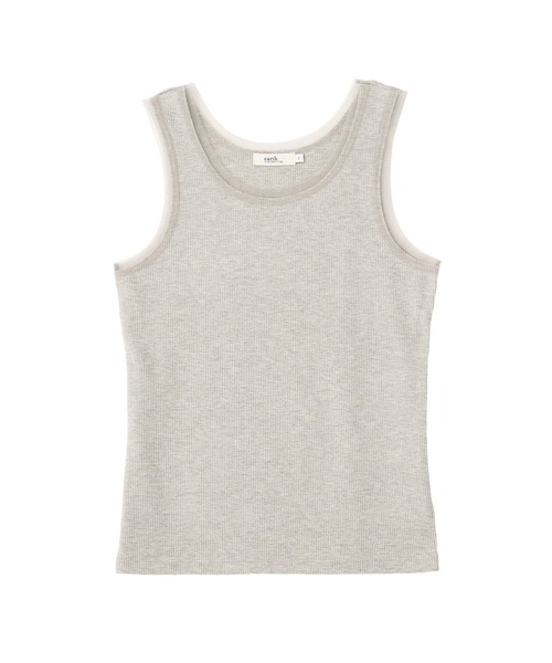 earth music&ecology（アースミュージックアンドエコロジー）の「エッジチュールラメテレコタンクトップ（タンクトップ・レディース・アイボリー/ベージュ/グレー/ブラック・S/M）」の3枚目の写真