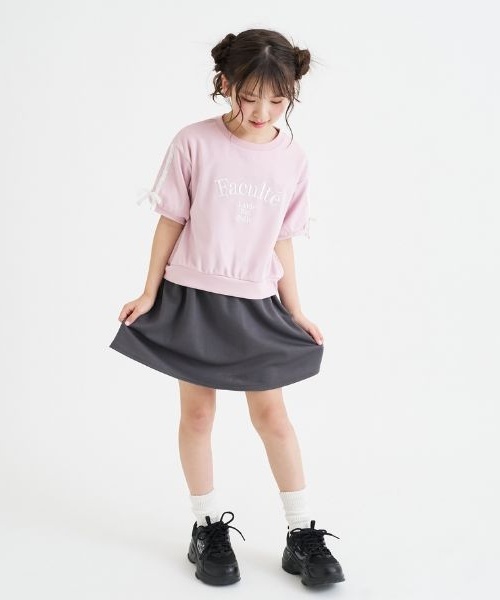 PINK-latte（ピンクラテ）の「レースライン半袖ポンチトップス＋スカートSETUP（セットアップ・キッズ・ライトピンク/ブラック/ホワイト系その他・150cm/140cm/130cm/120cm/160cm）」の22枚目の写真