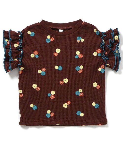apres les cours(アプレレクール)の「【WEB限定】ワッフルフリル半袖Tシャツ(Tシャツ/カットソー・キッズ・アイボリー/ブラック/グリーン/イエロー/その他2/クリーム/ブラウン/オレンジ・140/130/120/110/100/90/80)」の4枚目の写真