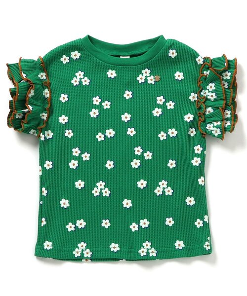 apres les cours（アプレレクール）の「【WEB限定】ワッフルフリルTシャツ（Tシャツ/カットソー・キッズ・アイボリー/ブラック/グリーン/イエロー/その他2・140/130/120/110/100/90/80）」の4枚目の写真