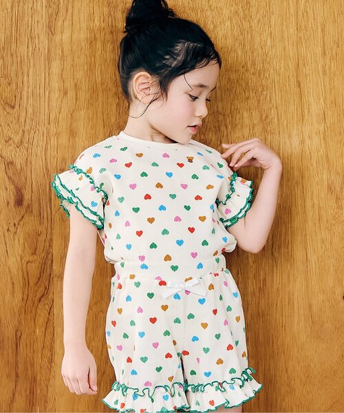apres les cours（アプレレクール）の「【WEB限定】ワッフルフリルTシャツ（Tシャツ/カットソー・キッズ・アイボリー/ブラック/グリーン/イエロー/その他2・140/130/120/110/100/90/80）」の2枚目の写真