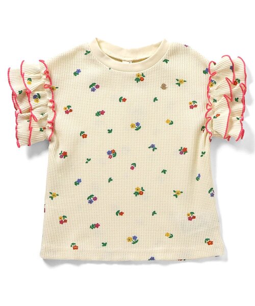 apres les cours(アプレレクール)の「【WEB限定】ワッフルフリル半袖Tシャツ(Tシャツ/カットソー・キッズ・アイボリー/ブラック/グリーン/イエロー/その他2/クリーム/ブラウン/オレンジ・140/130/120/110/100/90/80)」の5枚目の写真