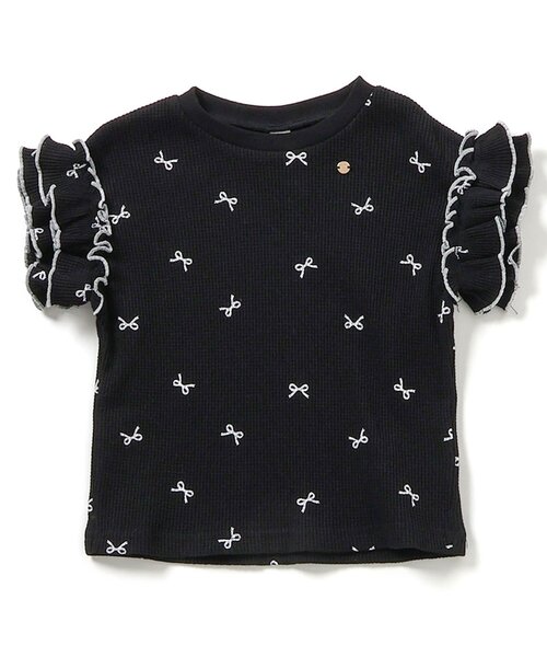 apres les cours（アプレレクール）の「【WEB限定】ワッフルフリルTシャツ（Tシャツ/カットソー・キッズ・アイボリー/ブラック/グリーン/イエロー/その他2・140/130/120/110/100/90/80）」の3枚目の写真