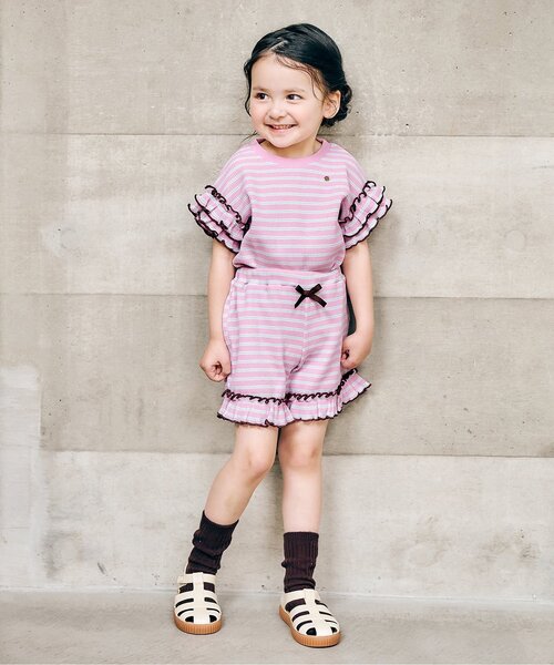 apres les cours（アプレレクール）の「【WEB限定】ワッフルフリルTシャツ（Tシャツ/カットソー・キッズ・アイボリー/ブラック/グリーン/イエロー/その他2・140/130/120/110/100/90/80）」の21枚目の写真