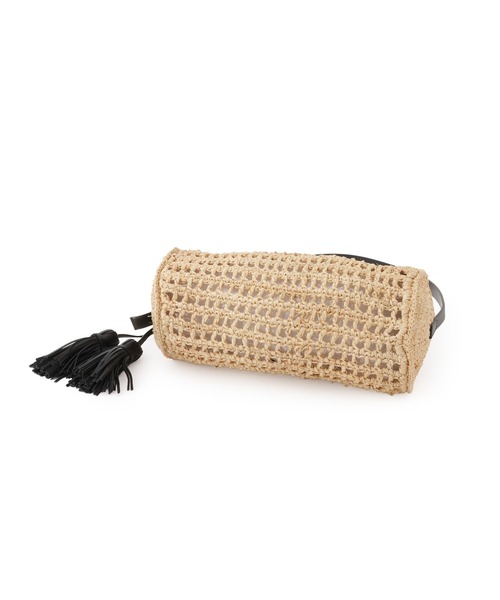 SALON adam et rope'（サロン アダム エ ロペ）の「【W S（ドゥーブル）】レザーハンドルラフィアミニバッグ（ハンドバッグ・レディース・ベージュ・FREE）」の2枚目の写真