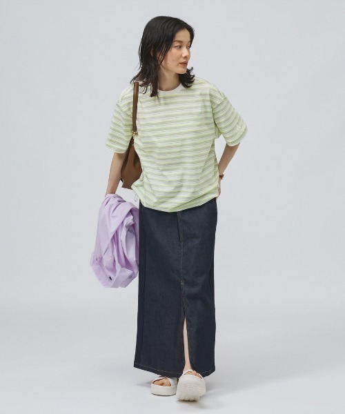 adidas(アディダス)の「アディダス adidas スタジアム クローム オーバーサイズフィット マルチストライプ 半袖Tシャツ(Tシャツ/カットソー・レディース・オフホワイト/ブラック/ベージュ・M/L)」の19枚目の写真