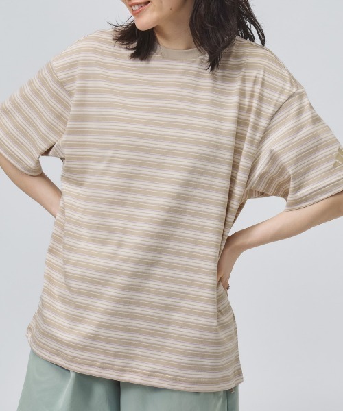 adidas(アディダス)の「アディダス adidas スタジアム クローム オーバーサイズフィット マルチストライプ 半袖Tシャツ(Tシャツ/カットソー・レディース・オフホワイト/ブラック/ベージュ・M/L)」の21枚目の写真