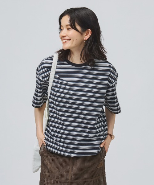 クリーム色 ストライプ 半袖Tシャツ adidas（アディダス） tシャツ オリジナルス ストライプ 半袖Tシャツ