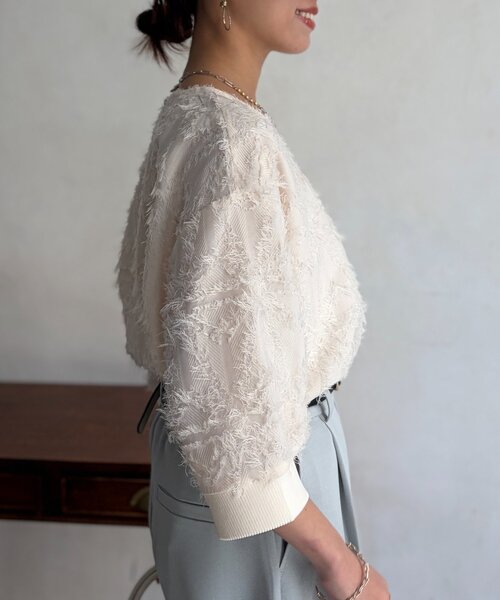 Chez toi(シェトワ)の「リブ切替花柄JQプルオーバー(シャツ/ブラウス・レディース・ブラック/オレンジ/ホワイト系その他・FREE)」の8枚目の写真