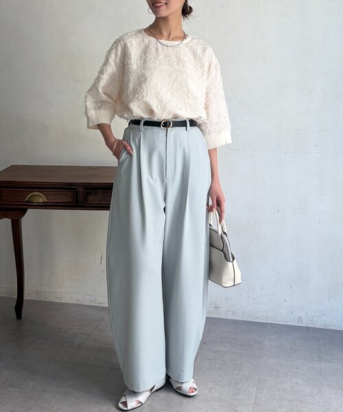 Chez toi(シェトワ)の「リブ切替花柄JQプルオーバー(シャツ/ブラウス・レディース・ブラック/オレンジ/ホワイト系その他・FREE)」の10枚目の写真