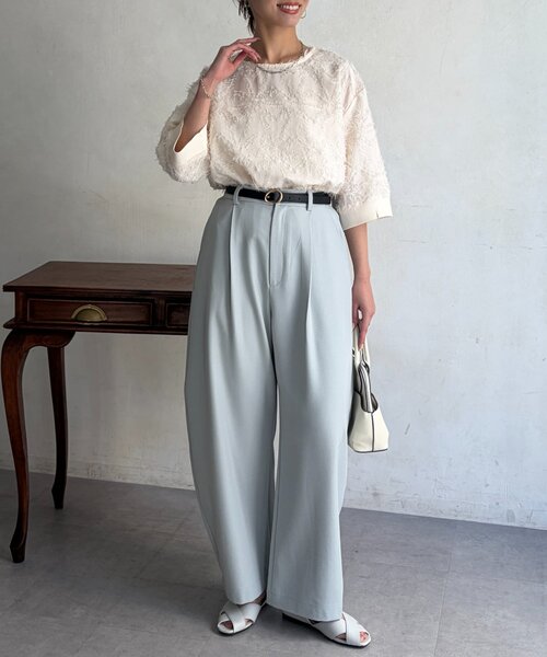 Chez toi(シェトワ)の「リブ切替花柄JQプルオーバー(シャツ/ブラウス・レディース・ブラック/オレンジ/ホワイト系その他・FREE)」の11枚目の写真