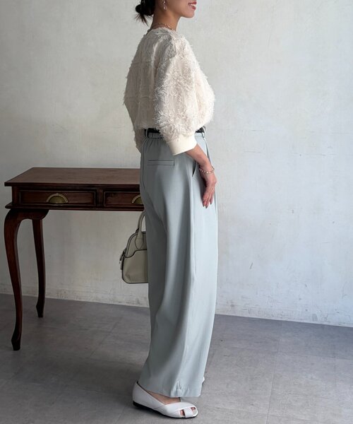 Chez toi(シェトワ)の「リブ切替花柄JQプルオーバー(シャツ/ブラウス・レディース・ブラック/オレンジ/ホワイト系その他・FREE)」の12枚目の写真