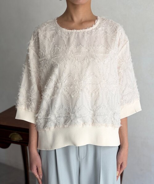 Chez toi(シェトワ)の「リブ切替花柄JQプルオーバー(シャツ/ブラウス・レディース・ブラック/オレンジ/ホワイト系その他・FREE)」の14枚目の写真