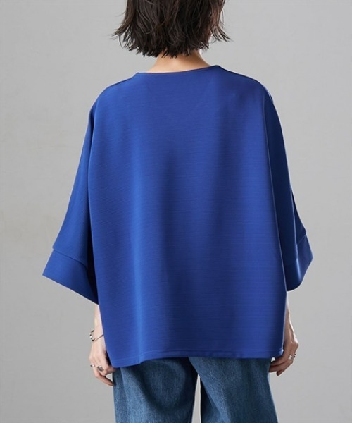 Soiunique（スワユニーク）の「Vネックゆったりサイズ7分袖トップス ［Soiunique］（Tシャツ/カットソー・レディース・ブルー/オフホワイト/ブラック・L～LL/M～Ｌ）」の18枚目の写真