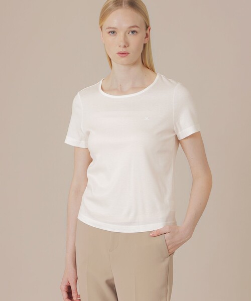 MACKINTOSH LONDON(マッキントッシュ ロンドン)の「【eclat5月号掲載】シャインリブTシャツ(Tシャツ/カットソー・レディース・オフホワイト/ブラック/グレー系その他・40/38)」の1枚目の写真