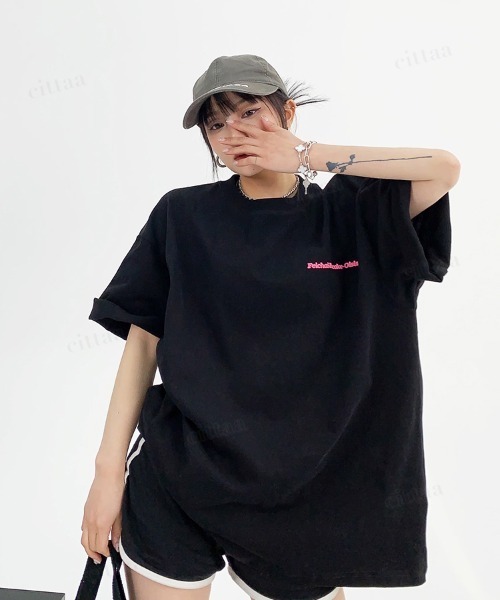 Dalfwin(ダールフィン)の「韓国ファッション Better発泡ロゴバックプリント半袖Tシャツ(Tシャツ/カットソー・レディース・ブラック/ブラウン・FREE)」の4枚目の写真