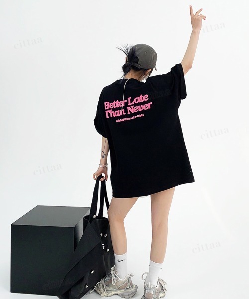 Dalfwin(ダールフィン)の「韓国ファッション Better発泡ロゴバックプリント半袖Tシャツ(Tシャツ/カットソー・レディース・ブラック/ブラウン・FREE)」の9枚目の写真