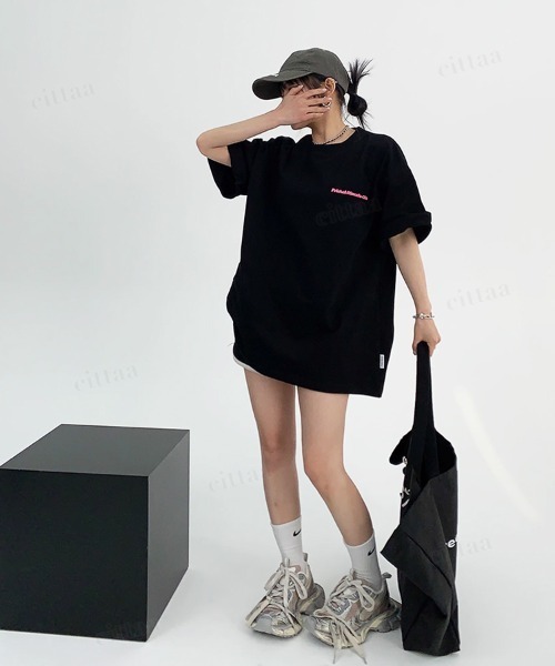 Dalfwin(ダールフィン)の「韓国ファッション Better発泡ロゴバックプリント半袖Tシャツ(Tシャツ/カットソー・レディース・ブラック/ブラウン・FREE)」の8枚目の写真