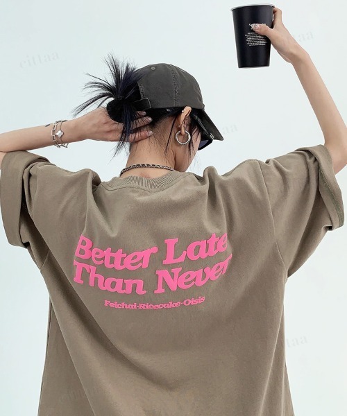 Dalfwin(ダールフィン)の「韓国ファッション Better発泡ロゴバックプリント半袖Tシャツ(Tシャツ/カットソー・レディース・ブラック/ブラウン・FREE)」の10枚目の写真